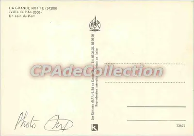 La Grande Motte — Ciudad del Año 2000 — Un rincón del Puerto — ed. MAR, n° 13871 — Reverso
