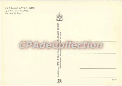 La Grande Motte — « La Ciudad del Año 2000 » — Ediciones « MAR » n° 9358 — Reverso