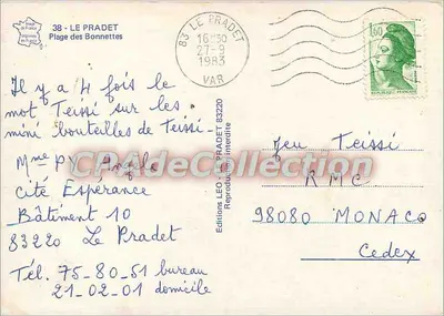 Le Pradet — Playa de las Bonnettes — Ediciones Le Pradet — Reverso