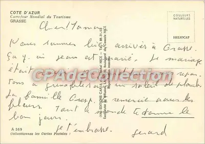 Grasse — panoramische uitzicht, rozen tuin, zwembad — Uitgave CAPA, serie A 569 — Achterkant