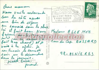 Les Gorges de la Calanque — Édition Tardy, N° 499 — Verso