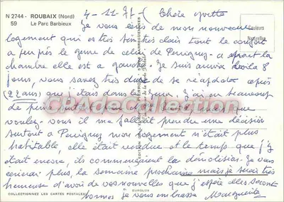Park Barbieux — Roubaix (Nord) — Édition Naturelles — Rewers