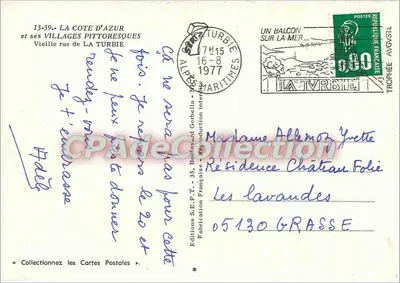 Oude straat van LA TURBIE — De Côte d'Azur en haar pittoreske dorpen — Uitgave S.E.P.T. - 13-59 — Achterkant