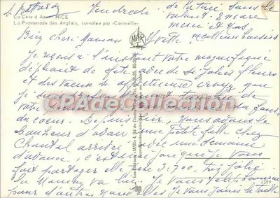De Kust van Azuur — Nice, overvlieging door een Caravelle — uitgave MAR, n°1399 — Achterkant