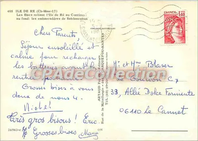 Île de Réと大陸を結ぶフェリー — Île de Ré (Ch-Mme-17) — Éditeur COULEURS NATURELLES — 裏面