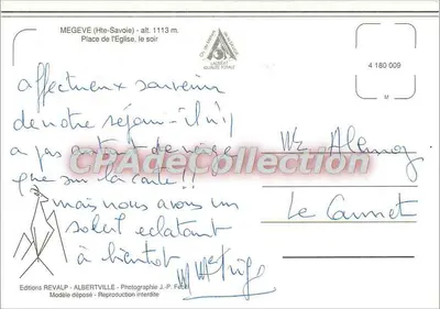 Megève — vista notturna innevata — Edizioni REVALP — Verso