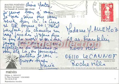 Cascata di Lutour — Alte Pirinei — Edizione A. Doucet — Verso