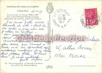 Château de Vaux-le-Vicomte — Façade Nord — Éditions Réunies THÉOAC — Verso