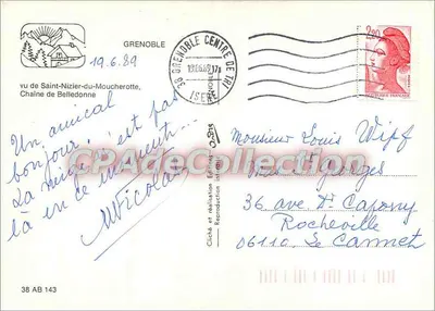 Vue de Saint-Nizier-du-Moucherotte — Chaîne de Belledonne — Éditions Grenoble Centre de Tir — Verso