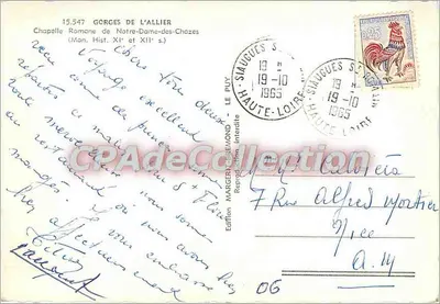 Gorges de l'Allier — Chapelle Romane de Notre-Dame-des-Chazés — Édition EINO — Verso