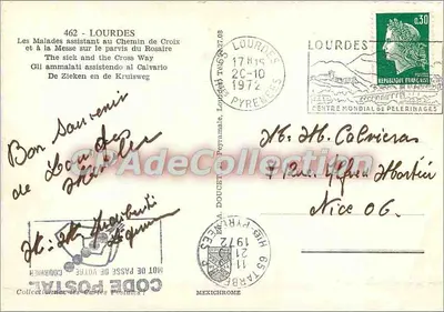 Lourdes — Pielgrzymka na mszę na placu Rosary — Wyd. A. Doucet, Lourdes — Rewers