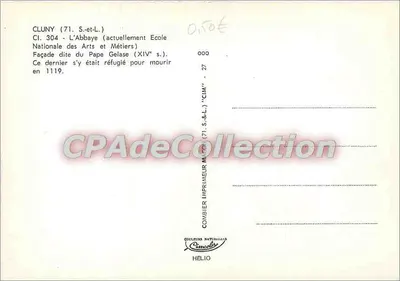 Cluny — Abbazia (attualmente Scuola Nazionale degli Arti e dei Mestieri) — facciata detta del Papa Gelasio — editore Combier — Verso