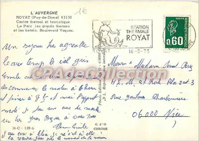 Royat — Estação termal e hotéis — Foto Edição G.d'O — Verso