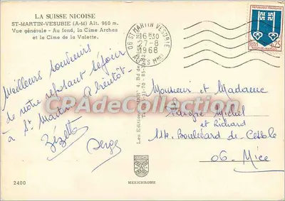 Saint-Martin-Vésubie — vue générale avec la Cime Archas et la Cime de la Valette — éditeur IRIS — Verso