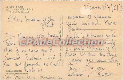 Cannes - El Puerto y el Suquet — Edición Nice, n° 2177 — Reverso