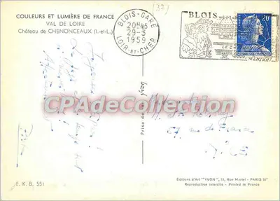 Castelo de Chenonceaux — Vale da Loire — Éditions d'Art YVON — Verso