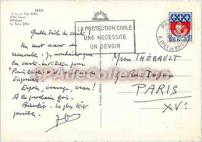 Paris — Tour Eiffel et statue d'un cavalier ailé — Éditions SOGER — Verso