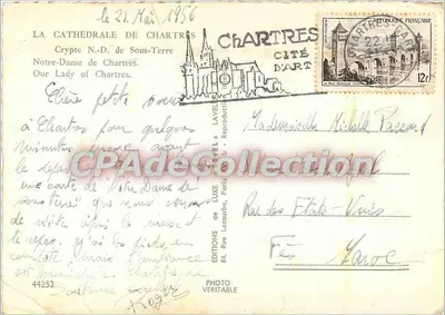 Notre-Dame w Chartres — Krypta N.-D. pod ziemią — Wydawca Estol, n° 44252 — Rewers