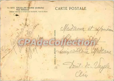 Vals-Les-Bains — Vista Geral — Edição A.-L. ARLAUD, Vals-les-Bains — Verso