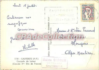 Wodospad Lutour — Cauterets — Wydawnictwo Deltonne — Rewers