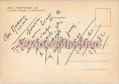 Perpignan — La plaza Arago, el Palmarium — Ediciones S. Audibert, Perpignan — Reverso