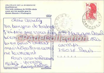 Castelo de Rastignac — Castelos da Dordônia — editor IRIS — Verso