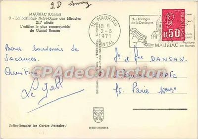 Mauriac — Basílica Nossa Senhora dos Milagres — Éditeur IRIS — Verso