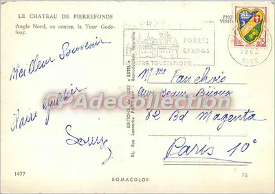 Castelo de Pierrefonds — Ângulo Norte, a Torre Godefroy — Editor Estel, n° 1477 — Verso