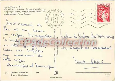 Castelo de Pau — Fachada leste com torre Napoléon III e torre Montauser — Éditions REX — Verso