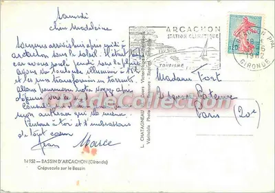 Crepuskuł nad basenem — Arcachon — L. Chatagnneau, Rapprud — Rewers