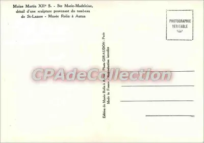 Mniszcz Martin XIIe S. - Święta Maria Magdalena, szczegół rzeźby pochodzącej z grobu Świętego Lazarego - Muzeum Rolin w Autunie — Rewers