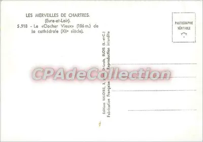 Stary dzwonnica katedry — Chartres — Wydawnictwo Valoire, Blois — Rewers