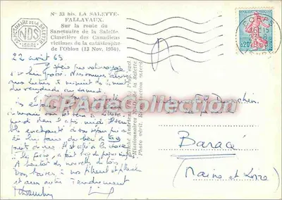 Santuário dos Canadenses vítimas da Obiou — La Salette-Fallavaux — Editor: Missões Estrangeiras de Lyon, n° 33 bis — Verso
