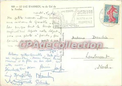 Il Lago d'Annecy, visto dal Col de la Forclaz — Éditions d'Annecy, n° 909 — Verso