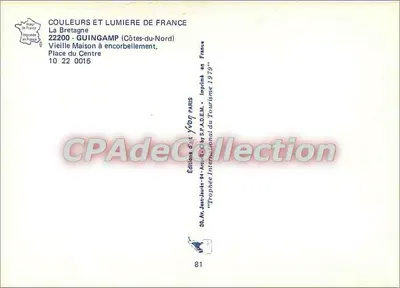 Vieille Maison à encorbellement — Guingamp (Côtes-du-Nord) — Éditions de France — Verso