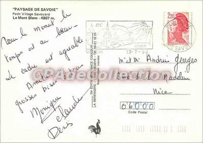 Mont Blanc — Małe wioski z Savoie — seria 56 Edycja Francja Kolor — Rewers
