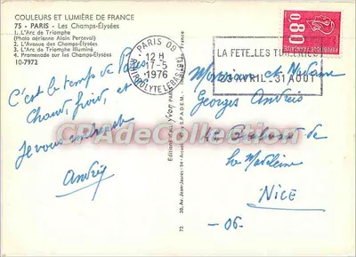Parigi - I Campi Elyséi — Arco di Trionfo, Avenue, Notte, Terrazza — Edizioni d'Alain Yvon — Verso