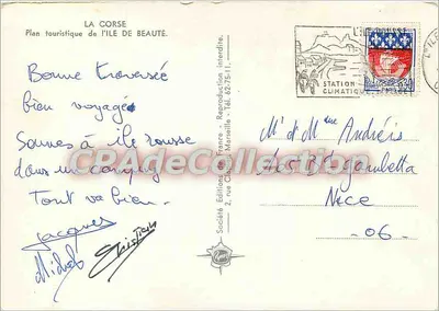 Corsica — Toeristische kaart van de eiland van de Schoonheid — Uitgaven van Frankrijk — Achterkant