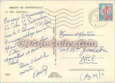 Abbazia di Fontevraud — Sala Capitolare — Editore Estel, n° 6906 — Verso