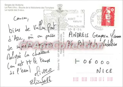 Gorges de l'Ardèche — Pont d'Arc — Éditions Office du Tourisme — Verso
