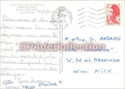 Saint-Dalmas/Valdeblore — vista invernal nevada — Edições S.E.P.T. 15, Blaïsard Corbella — Verso