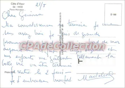 Fontana di Nizza — Costa Azzurra — CPAdeCollection — Verso
