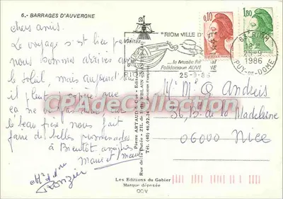 Dams of Auvergne — Collection of 9 Dams — Éditions Artaud & Cie, Riom — Back