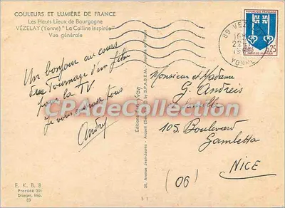 Vézelay (Yonne) — Widok ogólny — Wydawnictwo Jean-Jaurès — Rewers