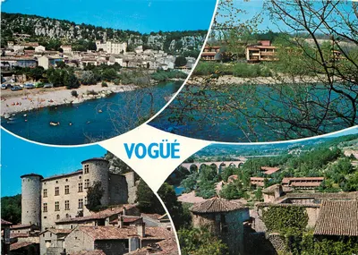 Vogüé — vista panorâmica com castelo e ponte — Ed. PIGNOL DENIS