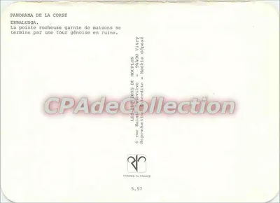 Erbalunga — Pointe rocheuse garnie de maisons et tour génoise en ruine — Les Éditions du Mouflos — Verso