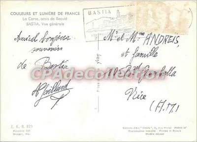 Bastia — Vista generale — Edizioni d'Arte 'YVON', Parigi — Verso