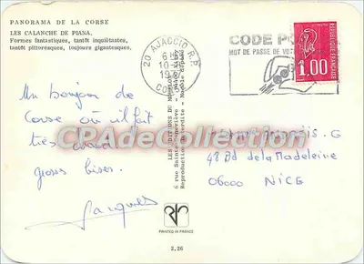 As Calanche de Piana — Panorama da Corse — Les Éditions du Muséum — Verso