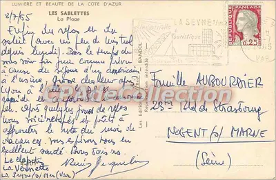 Les Sablettes — A Praia — Les Editions Bandol — Verso