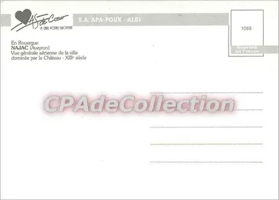 Najac (Aveyron) — Vista geral aérea dominada pelo castelo — S.A. APA-POUX - ALBI, n° 1068 — Verso